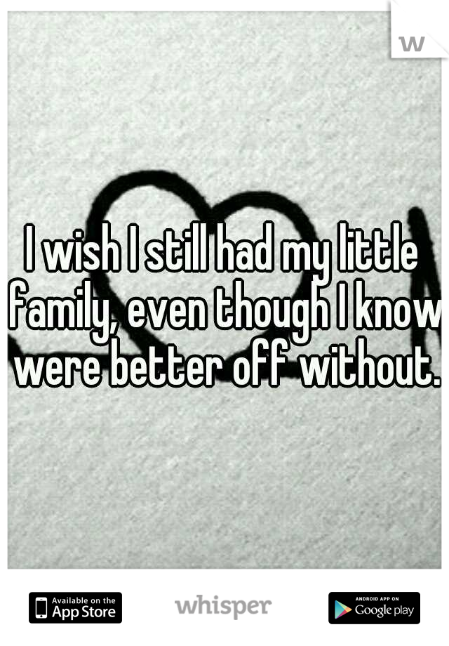 I wish I still had my little family, even though I know were better off without. 