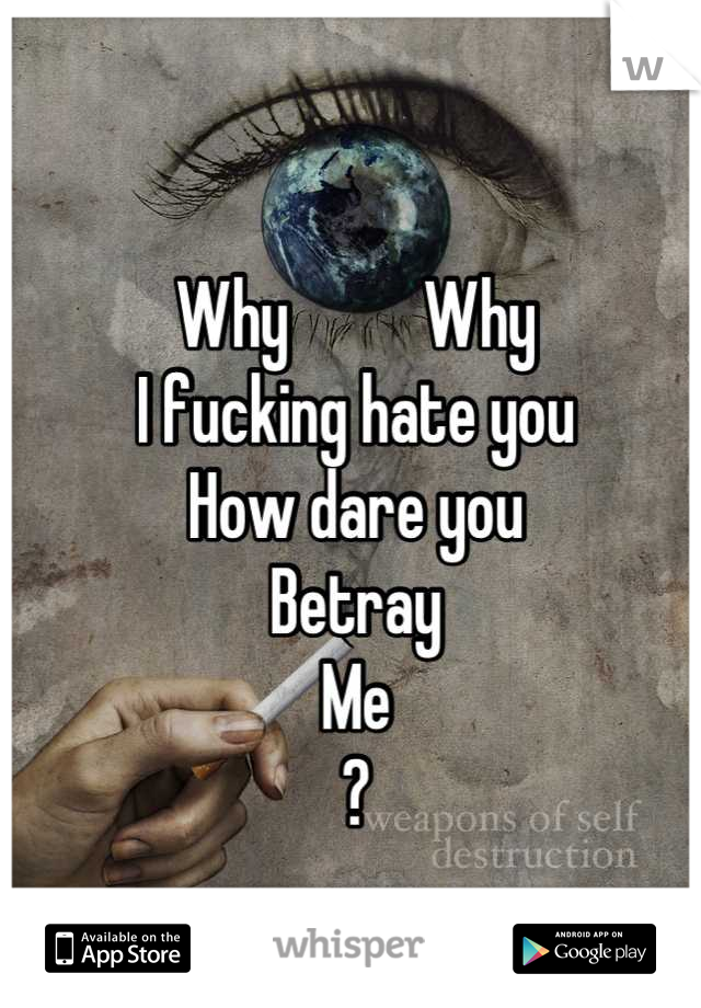 Why          Why
I fucking hate you
How dare you
Betray 
Me
?