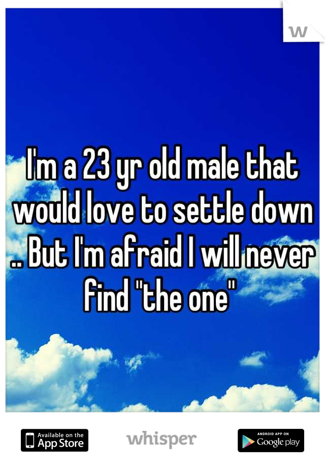 I'm a 23 yr old male that would love to settle down .. But I'm afraid I will never find "the one" 