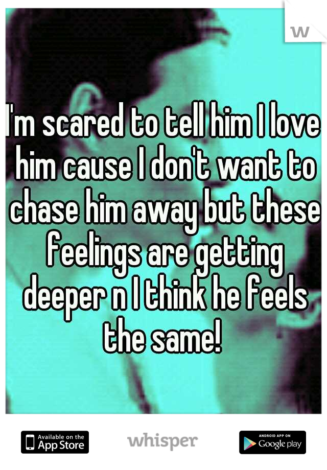 I'm scared to tell him I love him cause I don't want to chase him away but these feelings are getting deeper n I think he feels the same! 