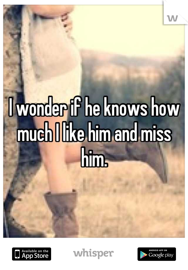 I wonder if he knows how much I like him and miss him.