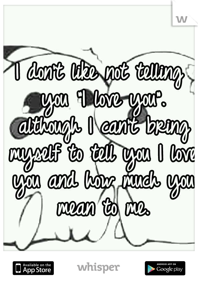 I don't like not telling you "I love you". although I can't bring myself to tell you I love you and how much you mean to me.