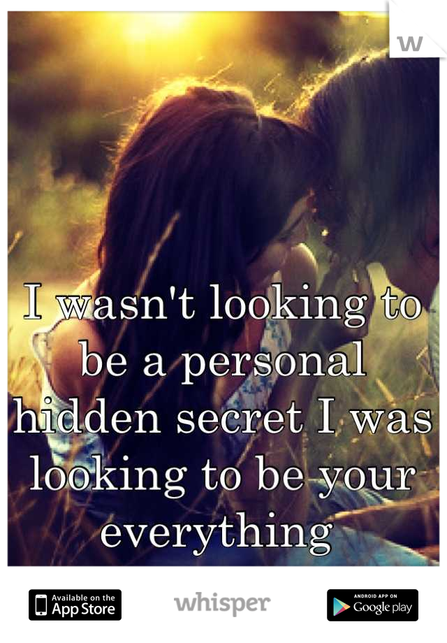 I wasn't looking to be a personal hidden secret I was looking to be your everything 