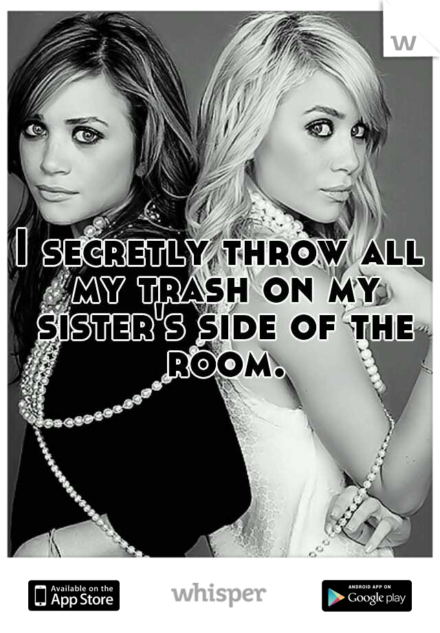 I secretly throw all my trash on my sister's side of the room.