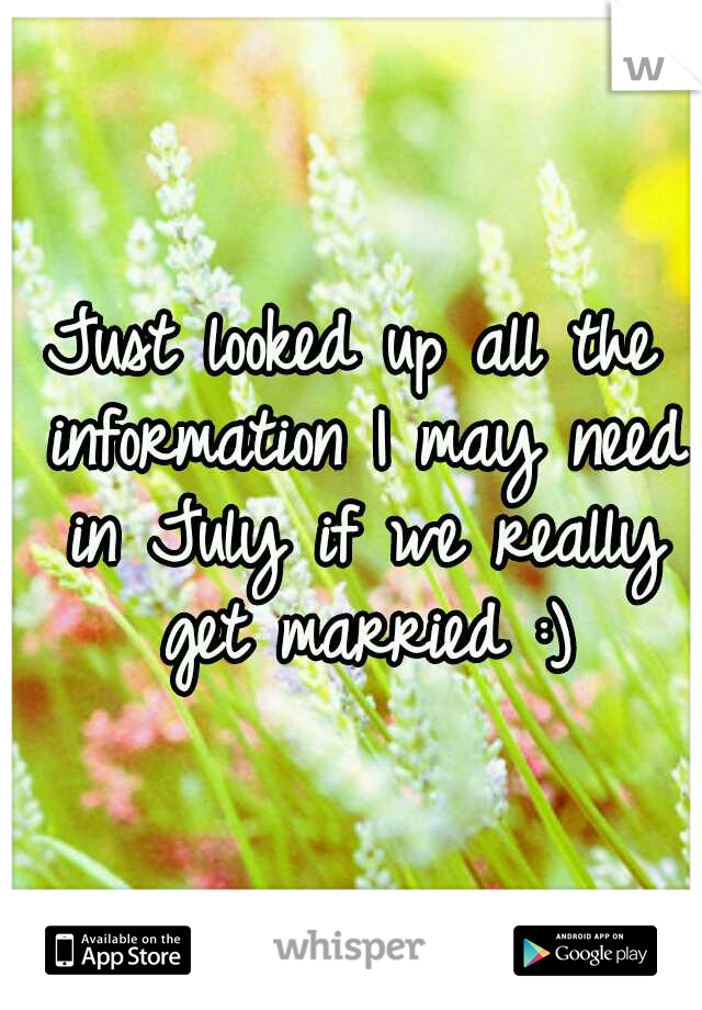 Just looked up all the information I may need in July if we really get married :)