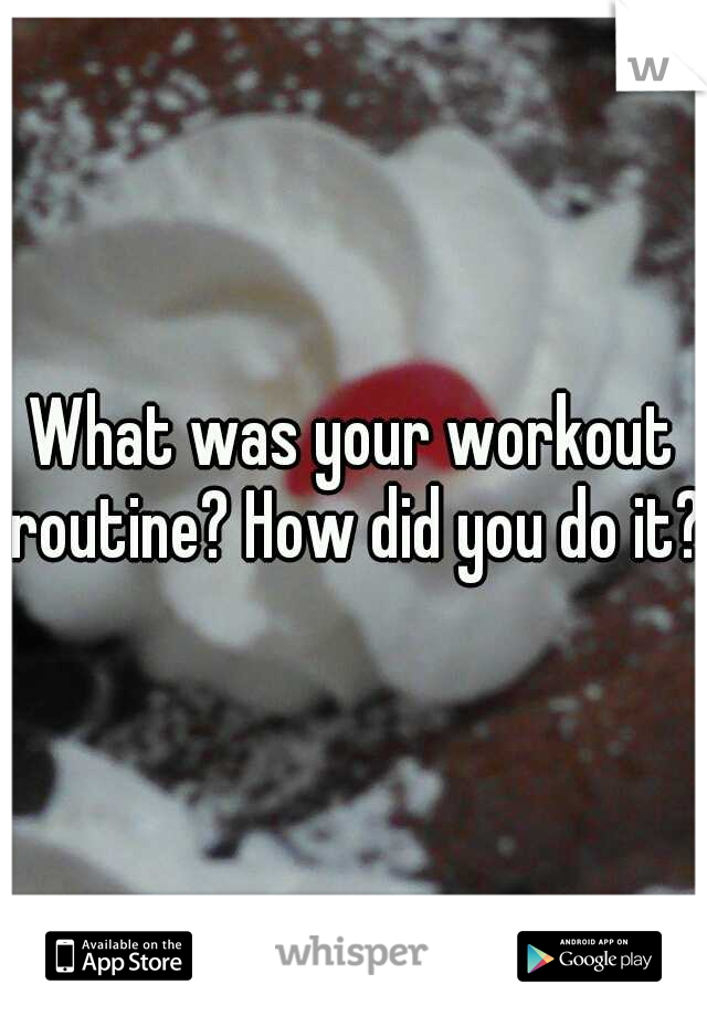 What was your workout routine? How did you do it?