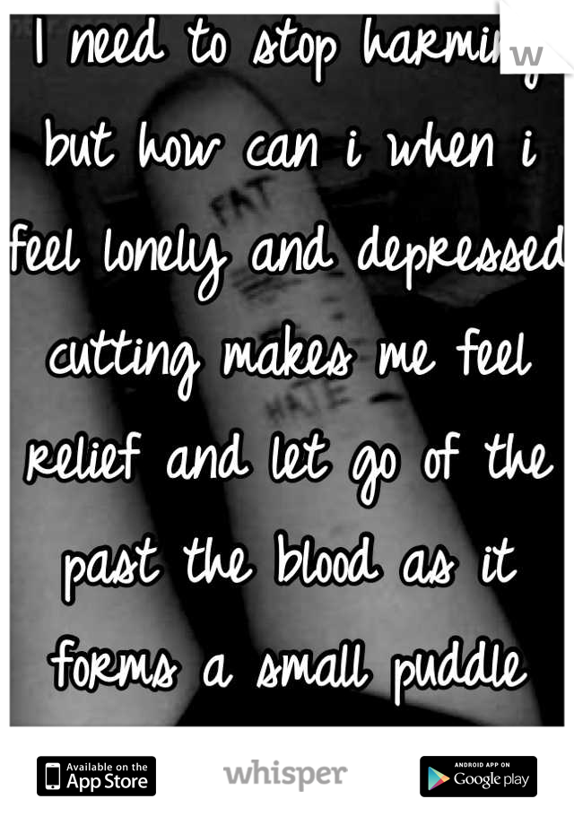 I need to stop harming but how can i when i feel lonely and depressed cutting makes me feel relief and let go of the past the blood as it forms a small puddle reminds me of hurt guilt and other things 