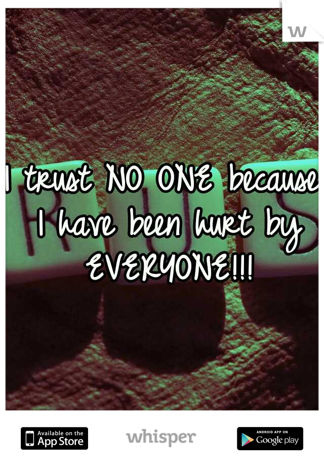 I trust NO ONE because I have been hurt by EVERYONE!!!