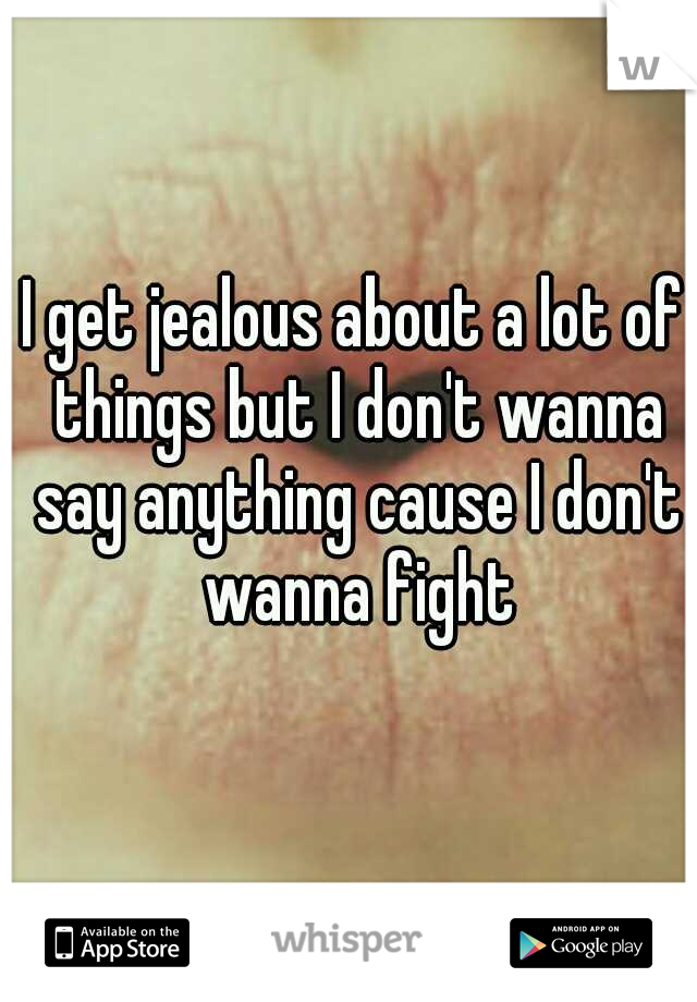 I get jealous about a lot of things but I don't wanna say anything cause I don't wanna fight