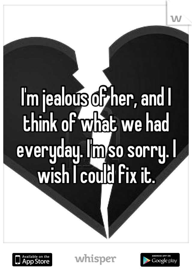 I'm jealous of her, and I think of what we had everyday. I'm so sorry. I wish I could fix it.