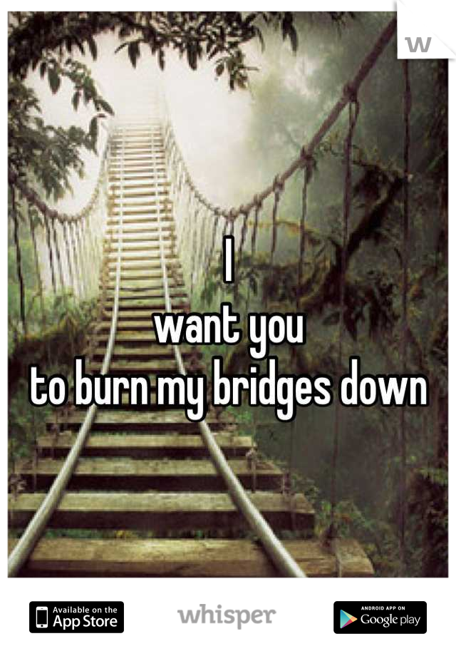 I 
want you 
to burn my bridges down
