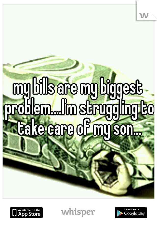 my bills are my biggest problem....I'm struggling to take care of my son...