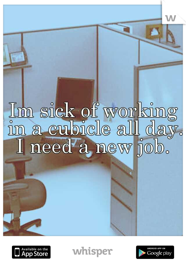 Im sick of working in a cubicle all day. I need a new job. 
