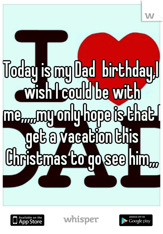 Today is my Dad  birthday,I wish I could be with me,,,,,my only hope is that I get a vacation this Christmas to go see him,,,