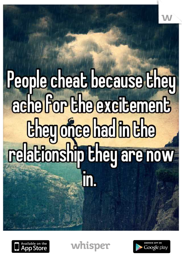 People cheat because they ache for the excitement they once had in the relationship they are now in. 