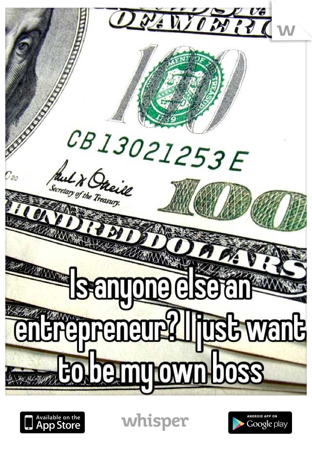 Is anyone else an entrepreneur? I just want to be my own boss
