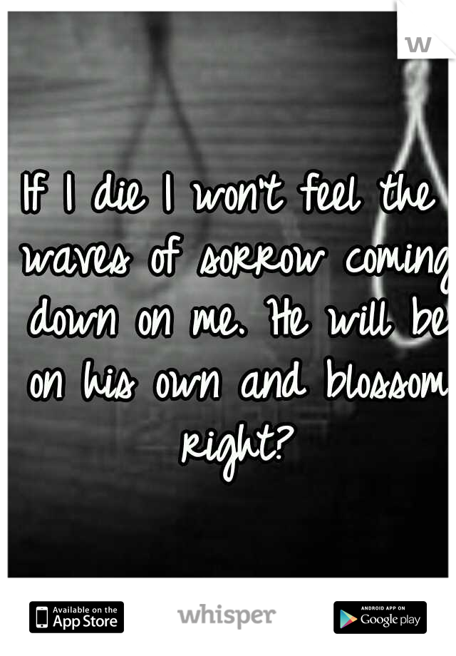 If I die I won't feel the waves of sorrow coming down on me. He will be on his own and blossom right?