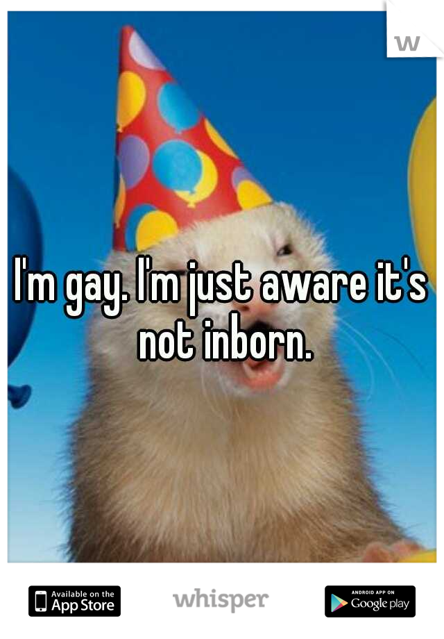 I'm gay. I'm just aware it's not inborn.