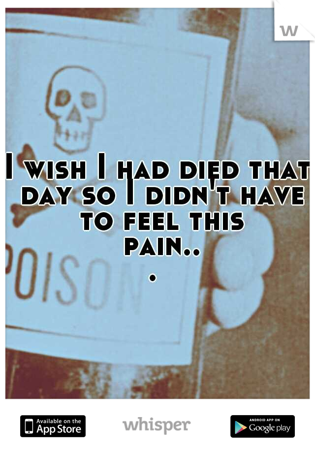 I wish I had died that day so I didn't have to feel this pain... 