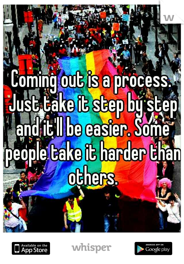 Coming out is a process. Just take it step by step and it'll be easier. Some people take it harder than others.
