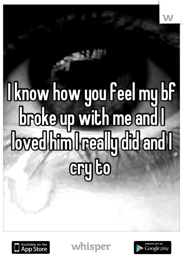 I know how you feel my bf broke up with me and I loved him I really did and I cry to 