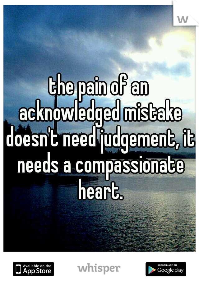 the pain of an acknowledged mistake doesn't need judgement, it needs a compassionate heart.
