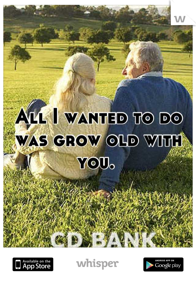 All I wanted to do was grow old with you. 