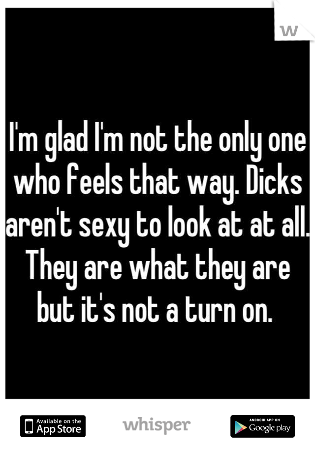 I'm glad I'm not the only one who feels that way. Dicks aren't sexy to look at at all. They are what they are but it's not a turn on. 