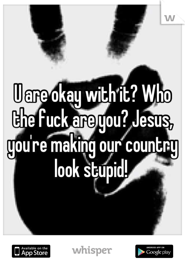 U are okay with it? Who the fuck are you? Jesus, you're making our country look stupid! 