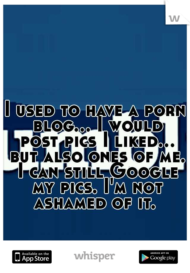 I used to have a porn blog... I would post pics I liked... but also ones of me. I can still Google my pics. I'm not ashamed of it. 