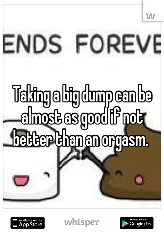 Taking a big dump can be almost as good if not better than an orgasm. 