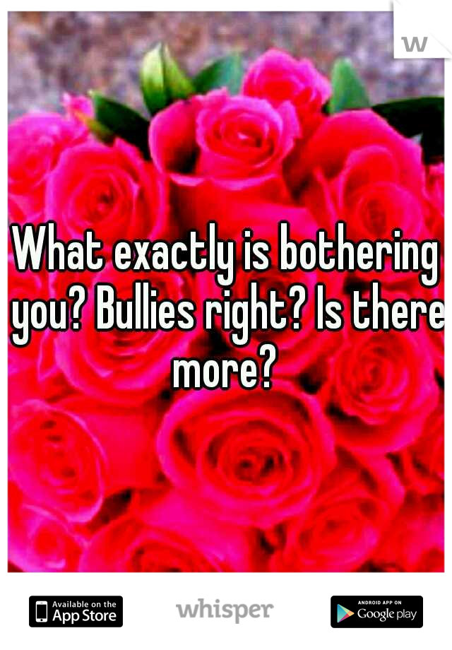 What exactly is bothering you? Bullies right? Is there more? 