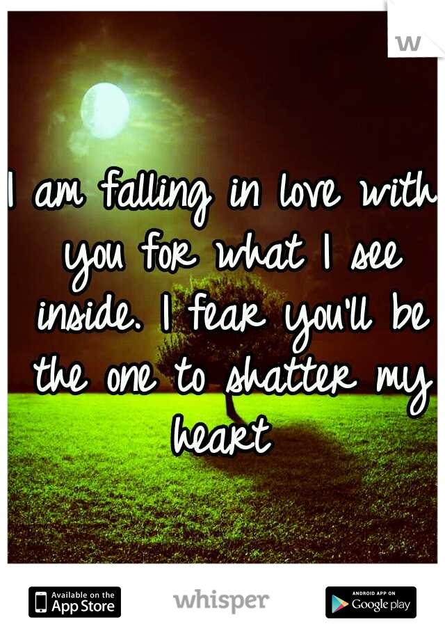 I am falling in love with you for what I see inside.
I fear you'll be the one to shatter my heart 
