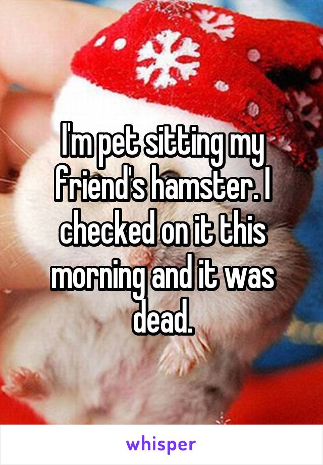 I'm pet sitting my friend's hamster. I checked on it this morning and it was dead.