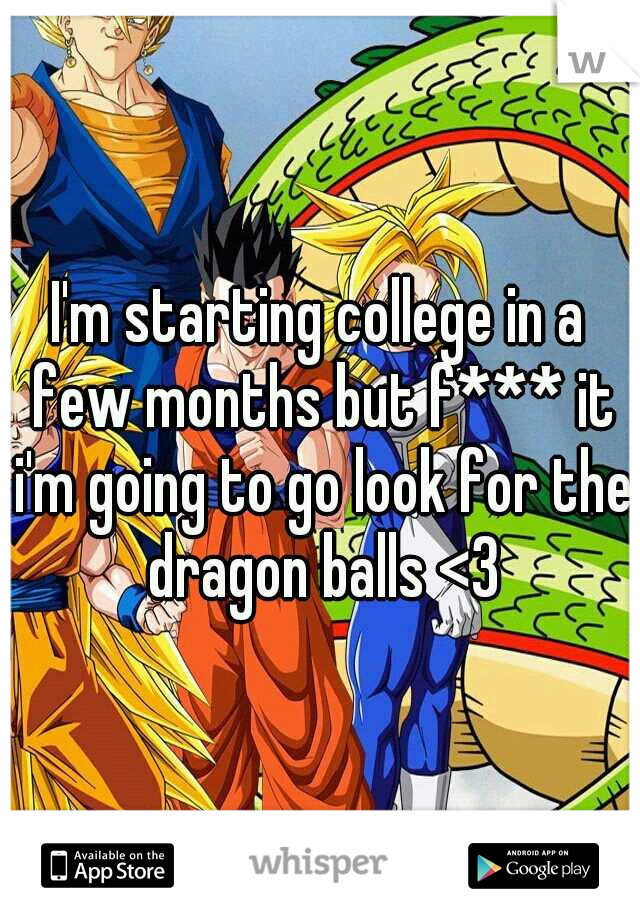 I'm starting college in a few months but f*** it i'm going to go look for the dragon balls <3