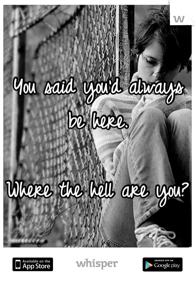 You said you'd always be here. 

Where the hell are you? 