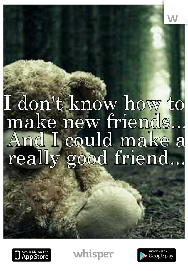 I don't know how to make new friends... And I could make a really good friend...