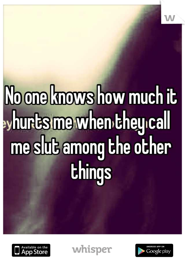 No one knows how much it hurts me when they call me slut among the other things