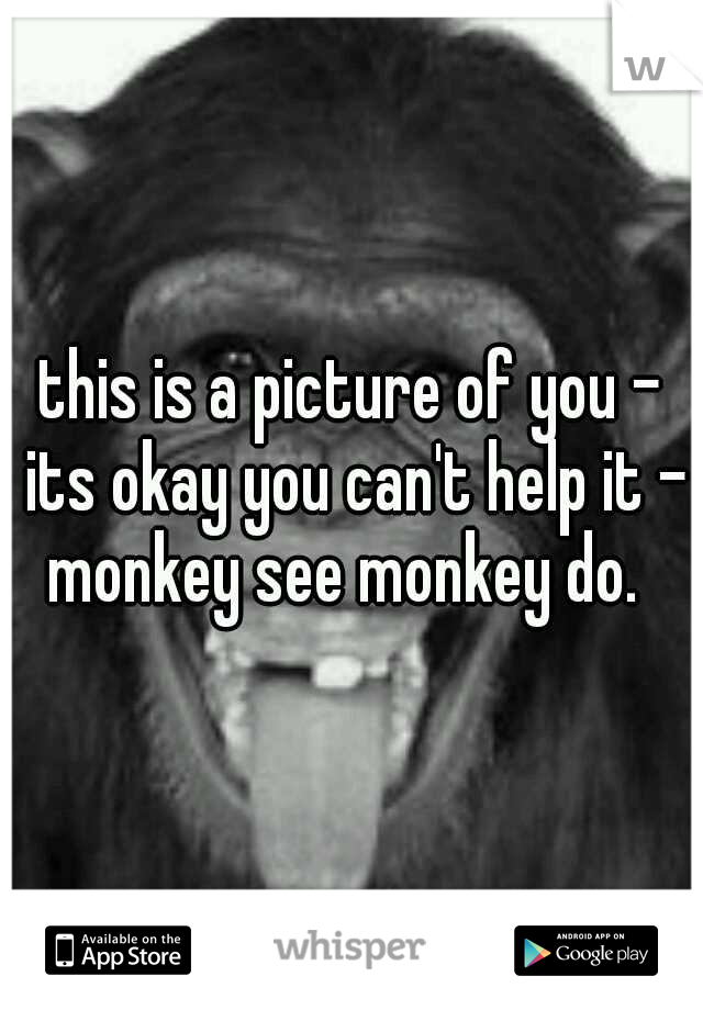 this is a picture of you - its okay you can't help it - monkey see monkey do.  
