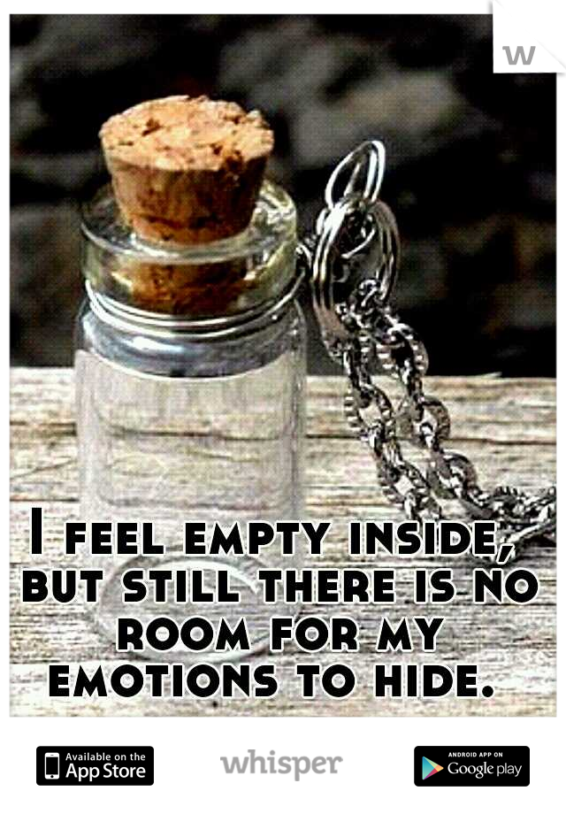 I feel empty inside, but still there is no room for my emotions to hide. 