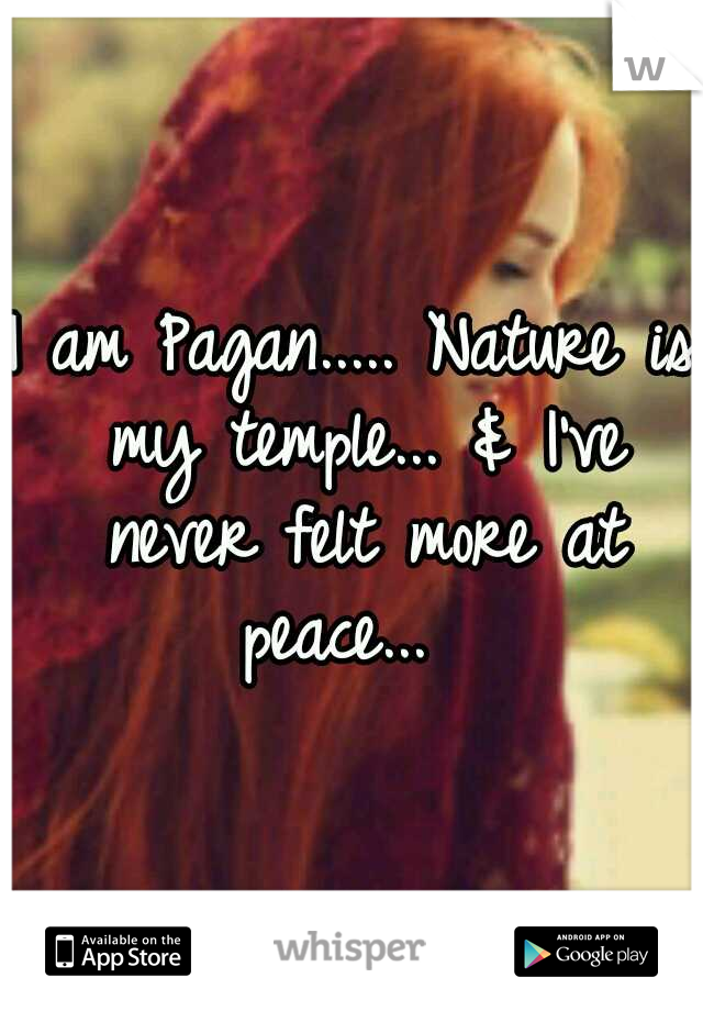 I am Pagan..... Nature is my temple... & I've never felt more at peace...  