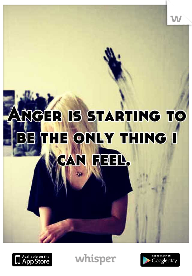 Anger is starting to be the only thing i can feel. 