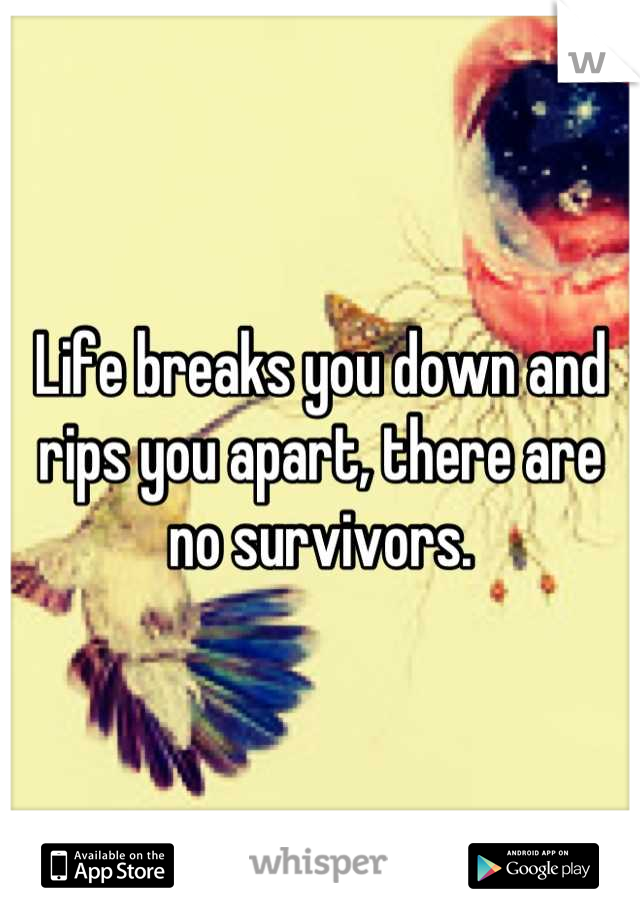 Life breaks you down and rips you apart, there are no survivors.
