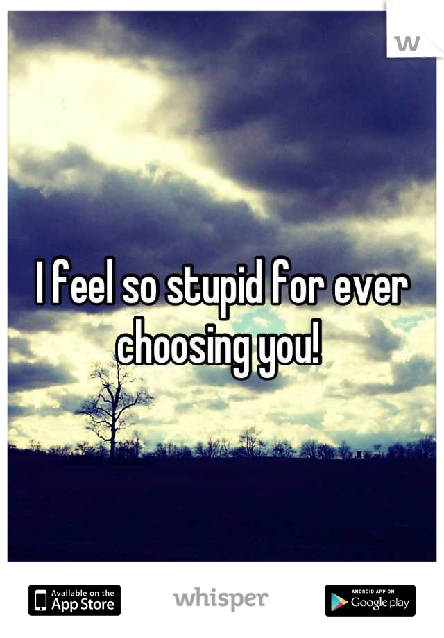 I feel so stupid for ever choosing you! 