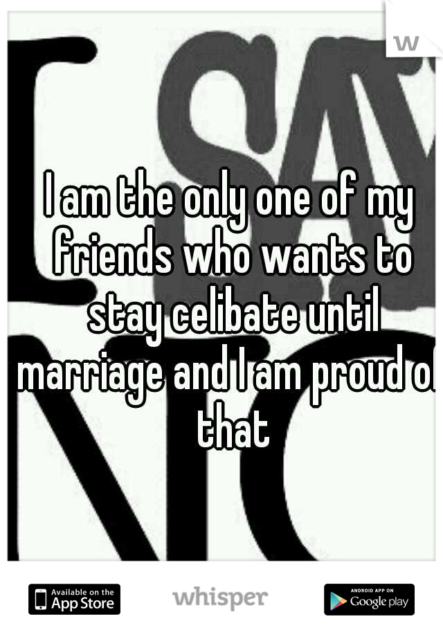 I am the only one of my friends who wants to stay celibate until marriage and I am proud of that