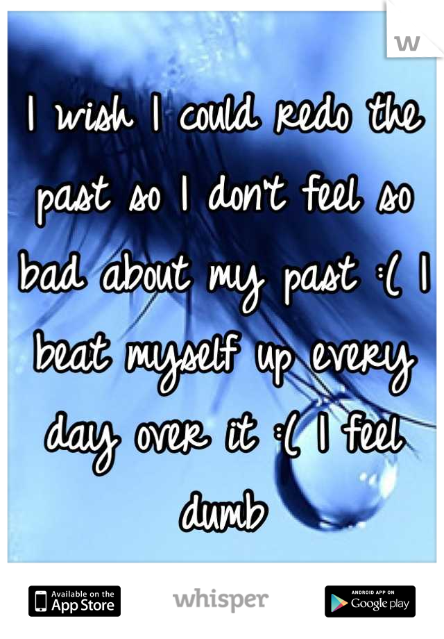 I wish I could redo the past so I don't feel so bad about my past :( I beat myself up every day over it :( I feel dumb
