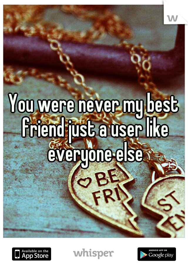 You were never my best friend just a user like everyone else