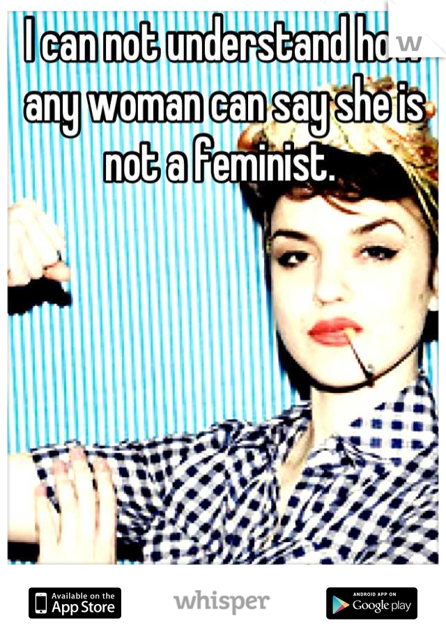I can not understand how any woman can say she is not a feminist. 