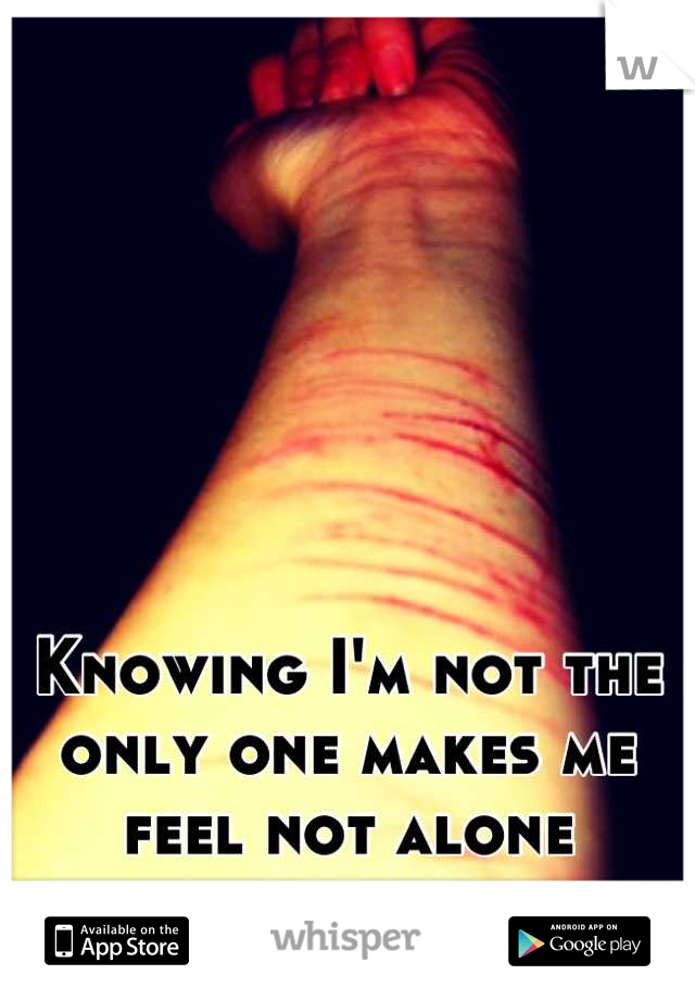 Knowing I'm not the only one makes me feel not alone anymore 