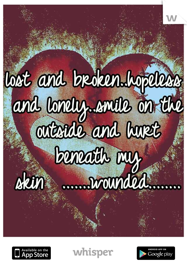 lost and broken..hopeless and lonely..smile on the outside and hurt beneath my skin

.......wounded........